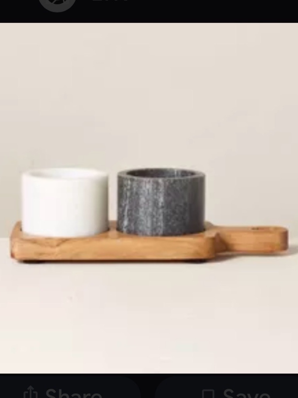 Hearth & Hand magnolia Acacia wood  & Marble Salt & Pepper w/tray